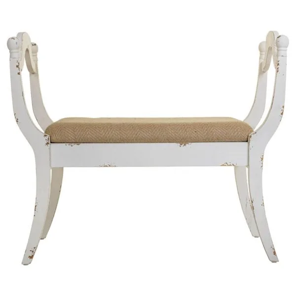 Banqueta de Madera Envejecida Tapizada