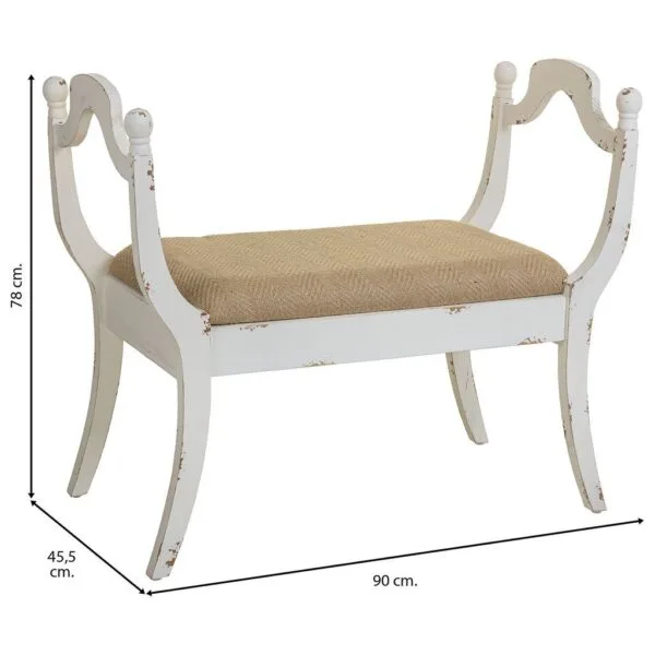 Banqueta de Madera Envejecida Tapizada - Imagen 5