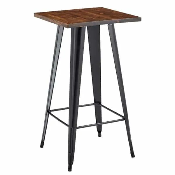 Mesa Alta de Acero Negro y Madera