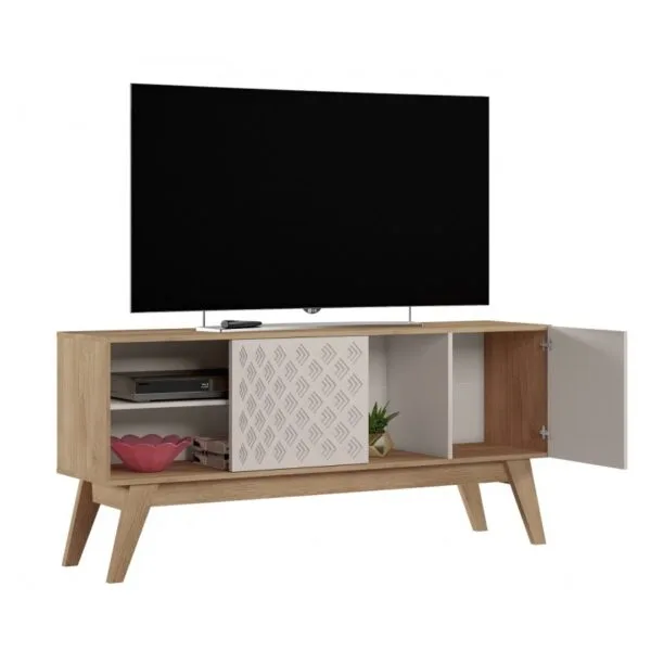 Mueble TV Cedro y Blanco 150 cm - Imagen 2