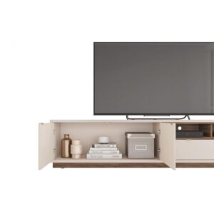 Mueble TV Sisi Blanco Roto y Nogal 218 cm