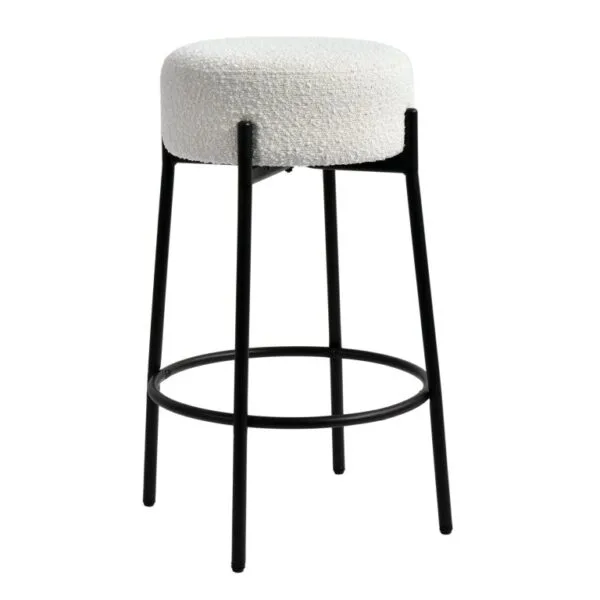 Set 2 Taburetes De Cocina Bucle Blanco