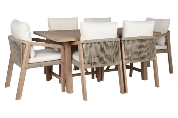 Set Exterior Acacia Con Cojín Blanco - Imagen 5