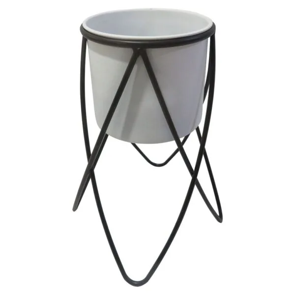 Set De 2 Maceteros Con Soporte Metal BYN