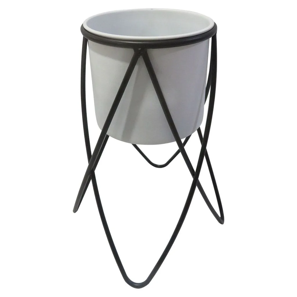 Set De 2 Maceteros Con Soporte Metal BYN