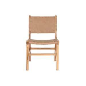 Silla de Teca y Piel Beige