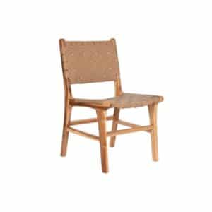 Silla de Teca y Piel Beige