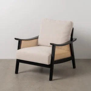 Sillón Blanco Y Madera Negra Lijer